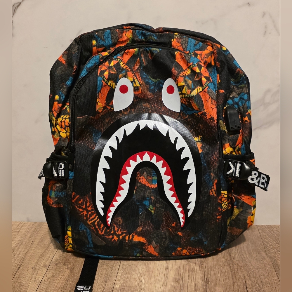Shark Print Backpack - Multicolor NEW